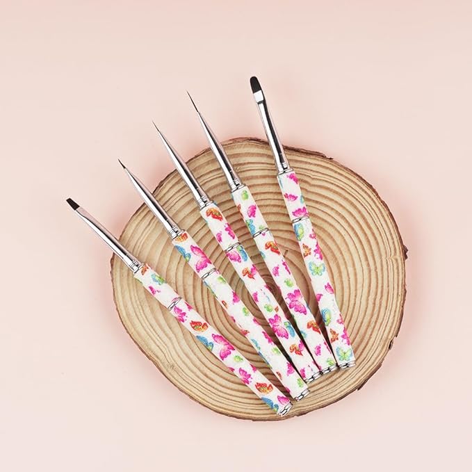 Nail Art Brushes Set Nail Art Design Pen Painting Tools with Nail Extension Gel Brush,Nail Polish Brush, Builder Nail Gel Brush, Nail Art Liner Brush for Salon Gift for Girls Women (Butterfly)