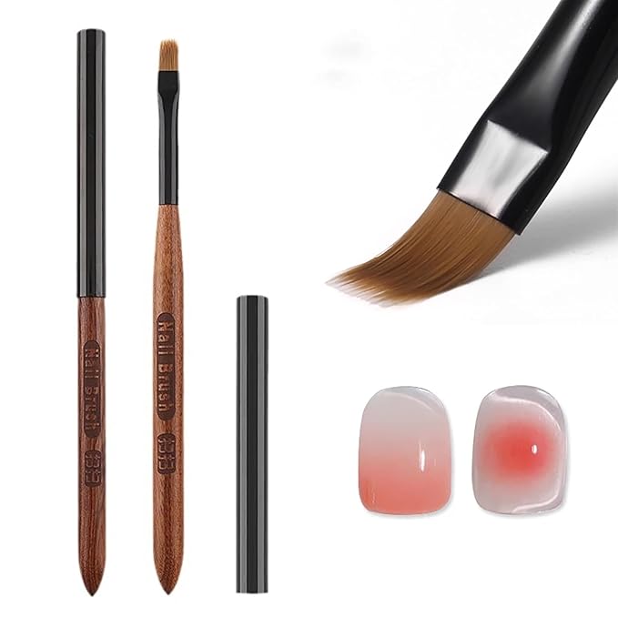 Ombre Nail Brush (Thicken), Precise Gradient & Lace Nail Art Painting Brushes Pen, Acrylic Ombre Brush for Nails, Mahogany Manicure Design Tool for DIY & Salon Gel Polish