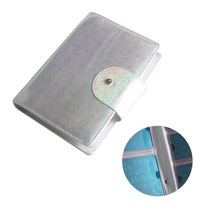 50 Slots Image Stamper Plate Collection Nail Art Stamp Plate Stamping Plates Cases Stamp Nail Template Organzier for 6.0x12.0cm and 9.5X14.5CM Nail Art Plates(Laser Silver)