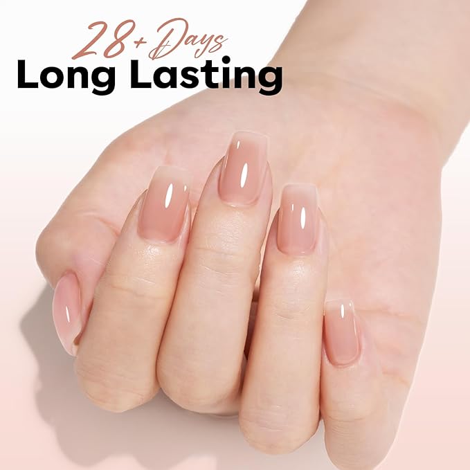 modelones Nude Gel Polish Jelly Natural Pink Gel Nail Polish French Tip Base Color Translucent Soak Off U V Soap Nails for Nail Art Manicure at Home Valentin 15ML