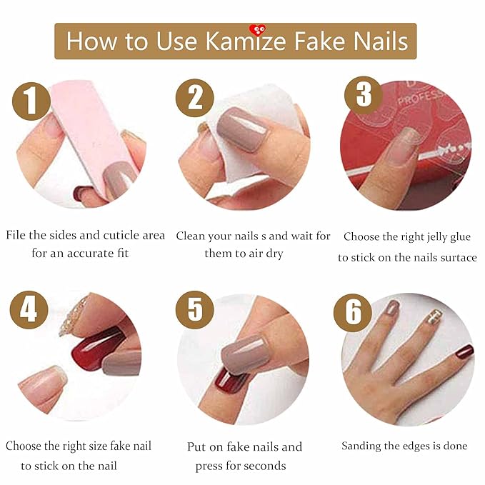 Long Press on Nails Square French Fake Nails Full Cover Nude Acrylic False Nails for Women and Girls 24PCS (Light Blue)