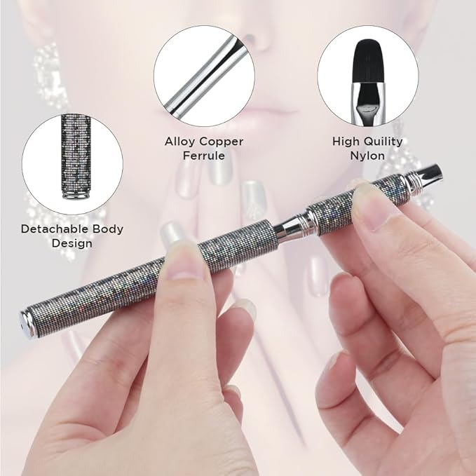 Nail Art Brushes Set Nail Art Design Pen Painting Tools with Nail Extension Gel Brush,Nail Polish Brush, Builder Nail Gel Brush, Nail Art Liner Brush for Salon Gift for Girls Women (Diamond)