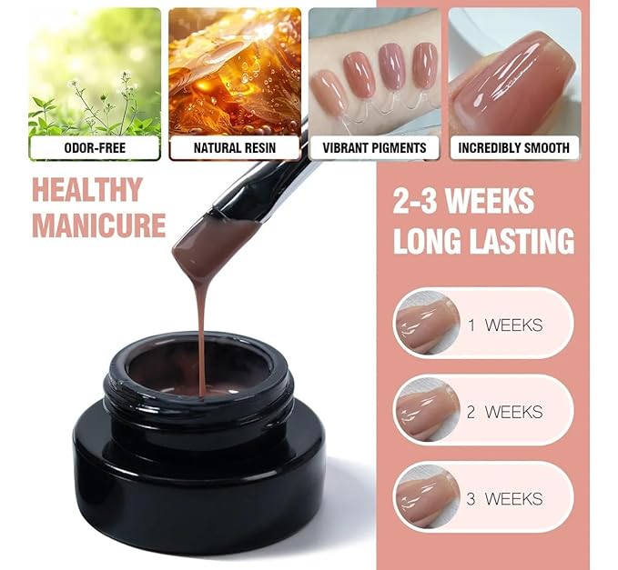 ADHERE Gel Nail Polish Set,11PCS Nude Pink Gel Polish Kit with Brush, UV LED Gel Nail Polish, Soak Off Nail Varnish Gel Polish for Manicure Salon DIY Design at Home