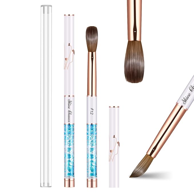 Acrylic Nail Brush Size 12, 100% Real Kolinsky Art Nail Brush for Acrylic Powder Application, Handmade Women Manicure Nail Extension Tool for Professional DIY Home Salon and Beginners
