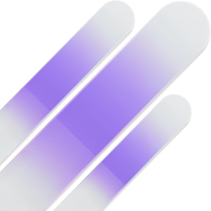 Nail File for Women - Mont Bleu Premium Set of 3 Glass Nail Files in Pouch - Genuine Czech Tempered Glass - Handmade Gifts for Women - Manicure Nail Care - Double Sided Finger Nail Files