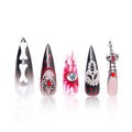 LOVFUL Press on Nails Final Destination | Handmade with Full Covered Crystals | Reusable Full Cover Nails | Stiletto Mid Length 1.7 in | H133-L