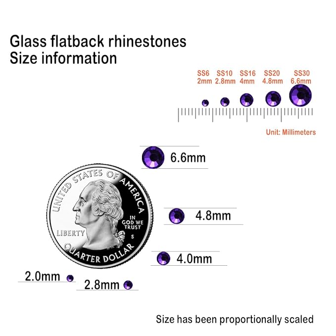 Flatback Glass Rhinestones,Bedazzler Gems 1440pcs Non Hotfix Crystal Rhinestones for Nail Charms Crafts Clothes Tumblers,Pure Purple,SS10