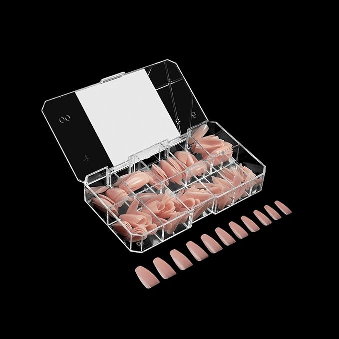 Apres Neutrals Gel-X Margot Box Of Nail Tips, 11 Sizes 00-9, Soft Gel Tip Box (150pcs) (Natural Coffin Medium, 150)