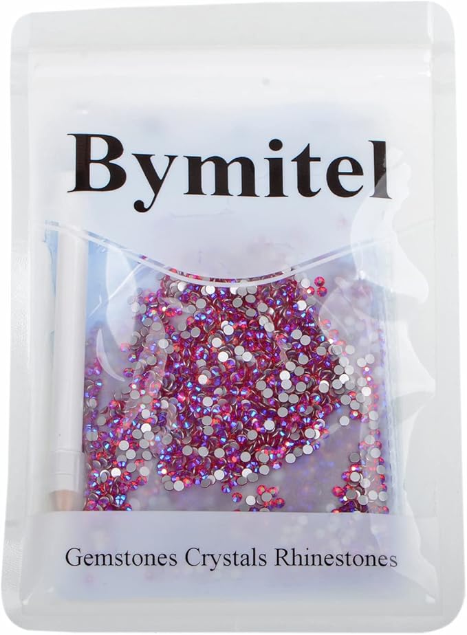 2880PCS Art Nail Rhinestones Non Hotfix Glue Fix Round Crystals Glass Flatback for DIY Jewelry Making with one Picking Pen (ss8 2880pcs, Siam AB)