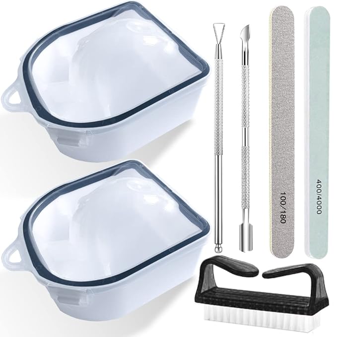 Nail Soaking Bowl, Gel Nail Polish Remover Kit, Manicure Bowl for Hand, Dip Powder Remover Tools, Nail Soak Off Bowl for Acrylic Nails, Nail Brush, Cuticle Pusher, Cuticle Peeler, 100/180 Nail File, Buffer Block-Black