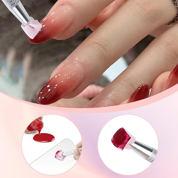 300Pcs Soft Nail Sponges for Ombre,Colorful Nail Art Sponges With Grabbing Pen,Acrylic Palette for Gradient Arc Brush Accessories Supplies for Salon and Home