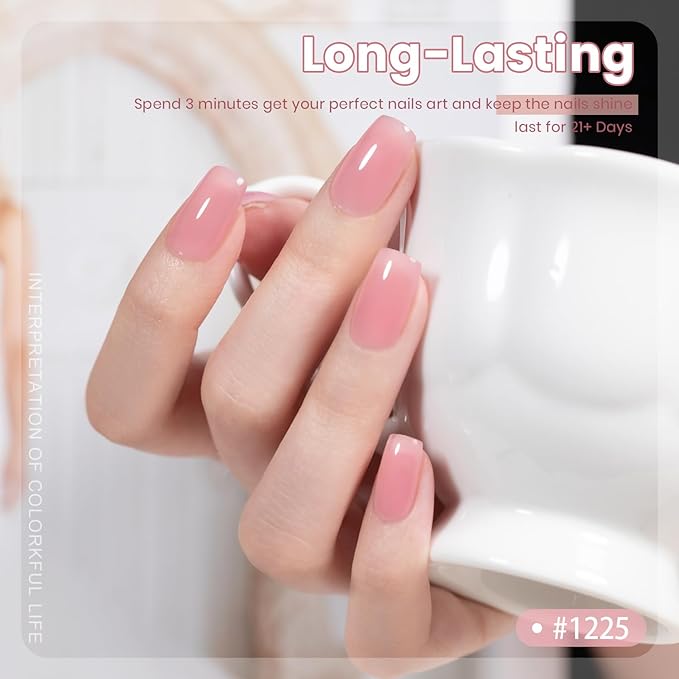 RARJSM Rubber Base Coat Gel Polish Nude Pinkish Red Skin Tone Rubberbase Gelpolish for Nails Natural Color French Manicure Extend Soak Off Curing Requires Single Bottle 15ml Salon Home DIY Use