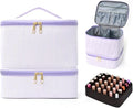Nail Polish Organizer Aesthetic Nail Organizers and Storage, Bow Nail Supplies Kit Organizer Travel Carrying Case for Manicure Tools (Stripe Purple, 2 Layer)