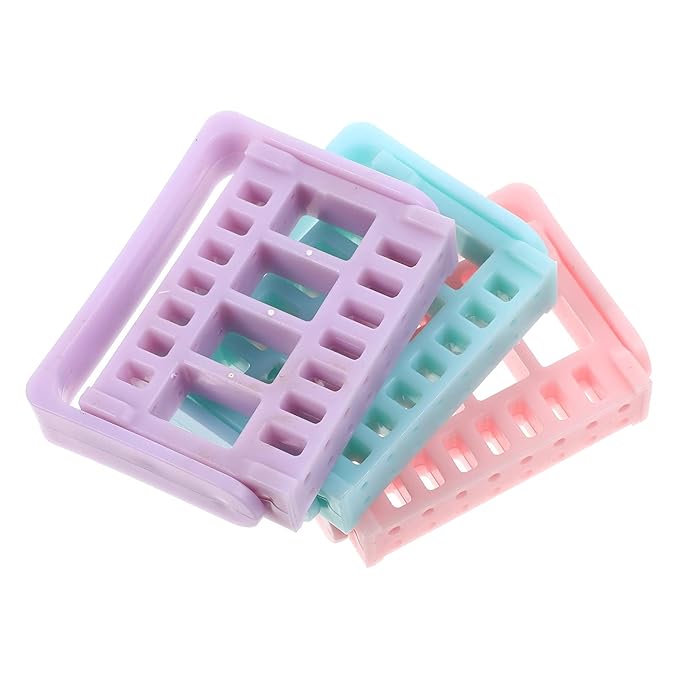 Lurrose 3pcs 16 Holes Nail Art Drill Bit Holder Exhibition Stand Organizer Nail Art Display for Home Use or Nail Salon