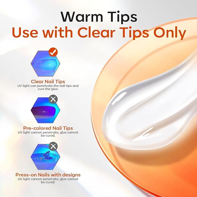 modelones 30g Solid Gel Nail Glue, Glue Gel on Nails for Clear Tips Super Strong Adhesive for Acrylic Extensions Press On Fake Tips U V Curing Needed Professional Adhesive