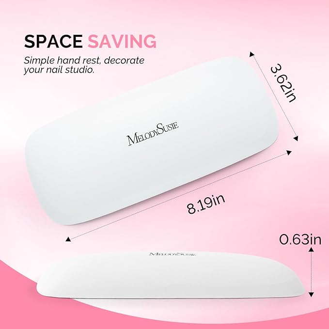 MelodySusie Nail Arm Rest, Portable Manicure Hand Rest, Professional PU Leather Nail Hand Rest Stand for Acrylic Nails, Nail Hand Pillow for Nail Tech Manicurist, Travel Salon Home, White