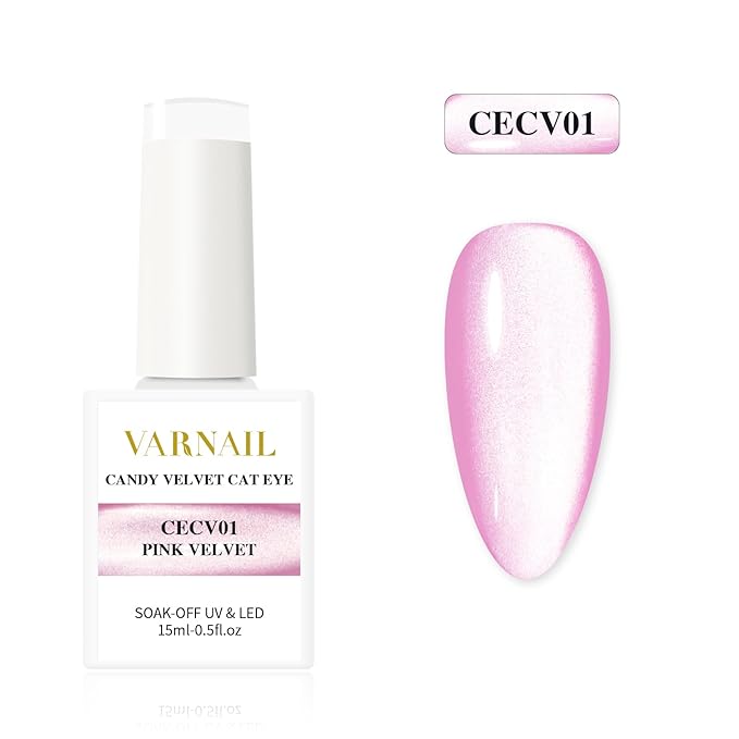 VARNAIL Candy Velvet Cat Eye Gel Polish Kit 6 Colors, Glitter 9D Holographic Gel Polish with Magnet, Soak off U V Light Gel Nail Polish Set15 ml/Bottle, Salon Quality Magnetic Gel Nail Polish