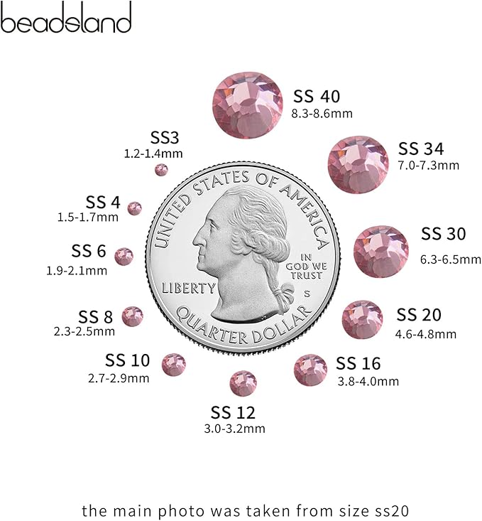 Beadsland 2880pcs Flat Back Crystal Rhinestones Round Gems for Nail Art and Craft Glue Fix,Light Purple,SS6,1.9-2.1mm