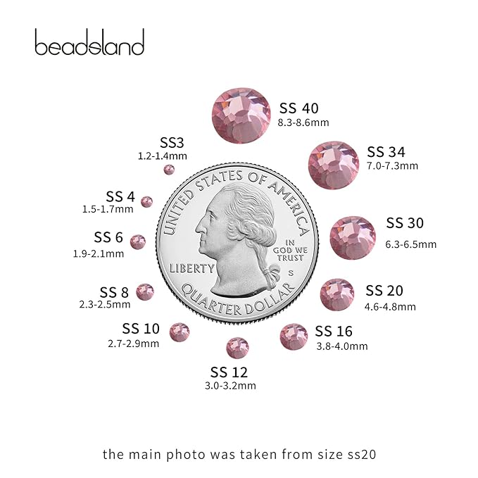 Beadsland Flat Back Crystal Rhinestones Round Gems for Nail Art and Craft Glue Fix, Light Purple, 2.7-2.9mm, SS10/1440pcs