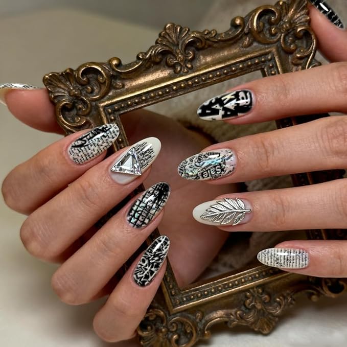PH PandaHall 3pcs Vintage Texture Nail Stamping Plate Graffiti Text Nail Art Stamper Butterfly Nails Arts Stencils Rose Flower Nails Design Stamp Manicure Image Plates for Women Manicure Salon Print