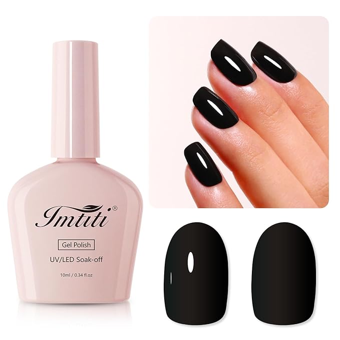 Imtiti 10ML Black Gel Polish Soak Off LED UV Nail Gel DIY at Home Salon Art Gift for Women 1PCS