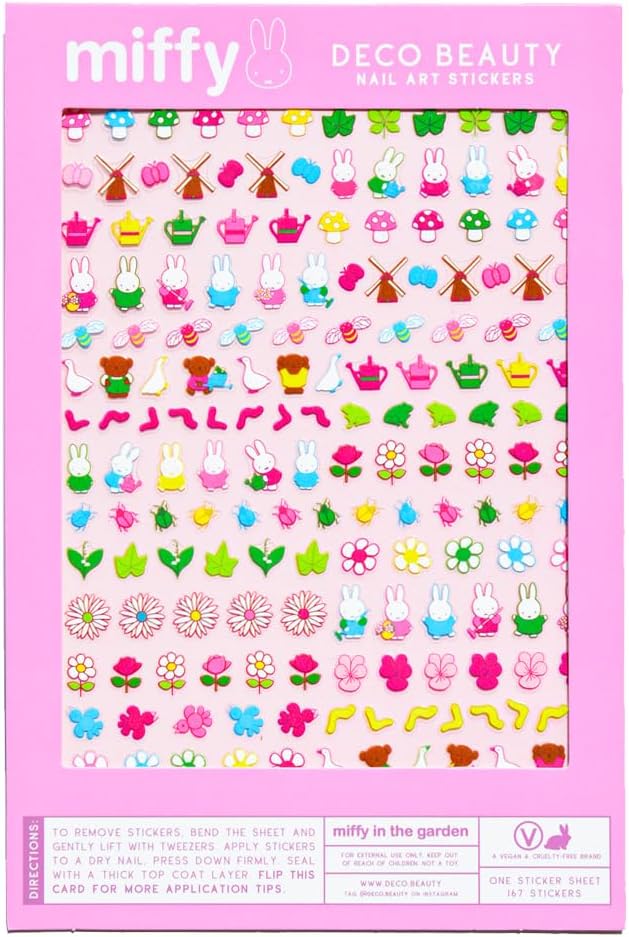 Deco Beauty Miffy in the Garden-Super Thin & Easy-to-Apply Nail Art with the Cutest Designs-Durable & Long-Lasting Nail Art Stickers and Decals for Women, for DIY At-Home Manicures&Salon-Quality Nails