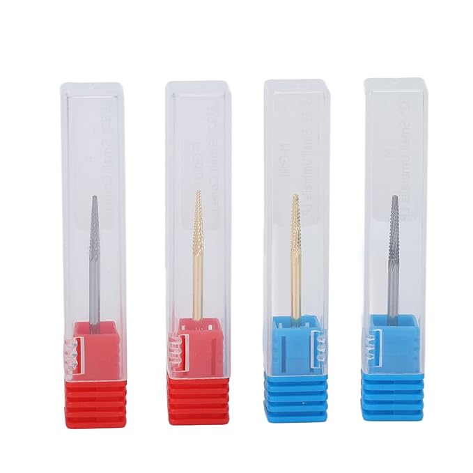 Nail Drill Bits Set, 4pcs Nail Art Drill Bits Set Tungsten Steel Universal Nail Polishing Grinding Bits Electric Nail File Acrylic Nail Gel Nail Polish for Home Salon Nail Manicure Pedicure