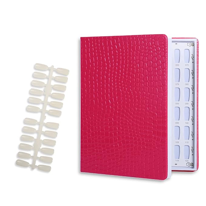 NMKL 120 Nail Color Chart Display Book for Nail Polish UV Gel Color Cards Nail Salon Tool with False Nail Tips (Black) (Rose)