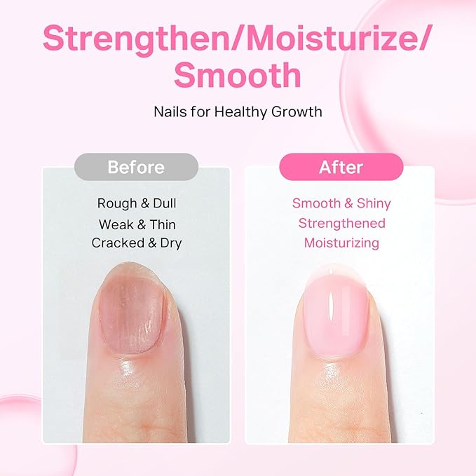 MIZHSE Nail Strengthener and Growth Nail Hardener Extra Strong and Growth, Nail Repair for Thin and Damaged Nails, Concealer Ridge Filler Foundation Polish Pink 16ML