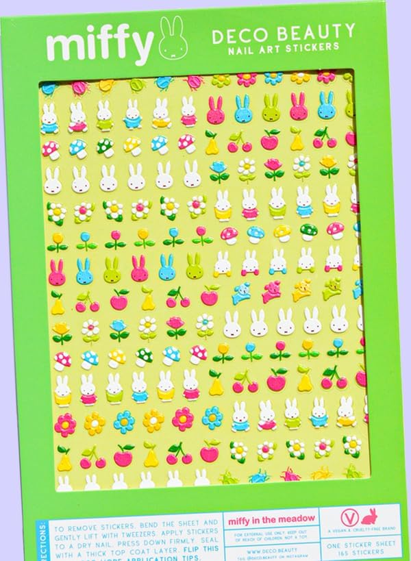 Deco Beauty Miffy in The Meadow -Super Thin & Easy-to-Apply Nail Art with the Cutest Designs-Durable & Long-Lasting Nail Art Sticker & Decals for Women, for DIY At-Home Manicures & Salon-Quality Nails