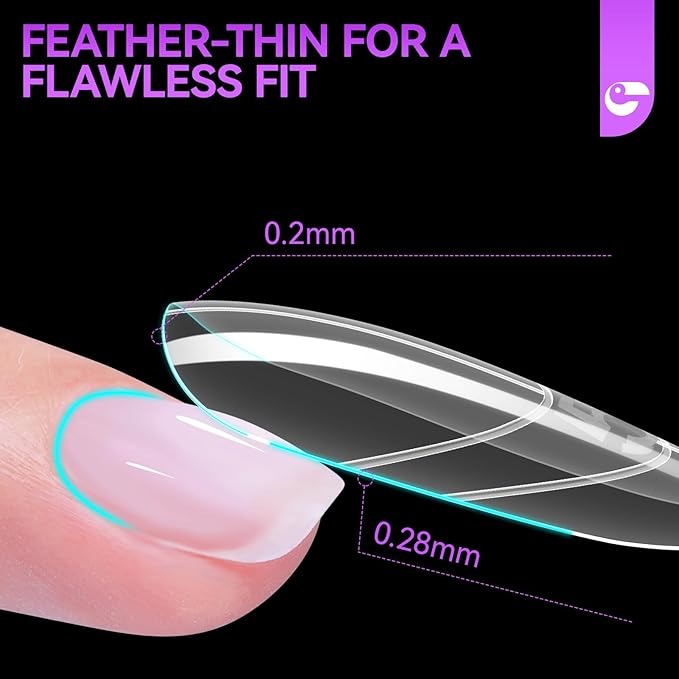 Gelike EC Nail Forms for Builder Gel: Reusable Almond Sandwich Dual Forms for Acrylic & Polygel - 240Pcs 15 Sizes, Nail mold for Flat & Arched Nails - Creates Short to Long Styles