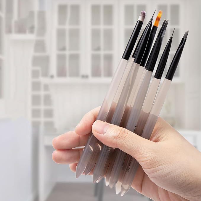 Flat Nail Clean Up Brush, Cleaning Polish Mistake On The Cuticles, Acetone Manicure Brush for Builder Gel | French Tips | Salon & Home Use | Nail Artists & DIY Enthusiasts