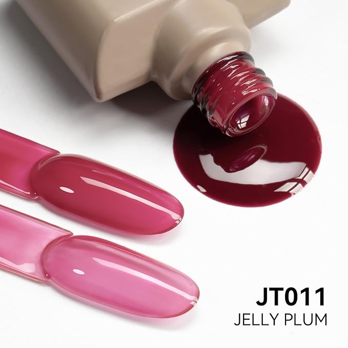 MAYCHAO 15ML Jelly Plum Gel Nail Polish 1Pc Transparent Plum Gel Polish Soak Off UV LED Translucent Nail Varnish Neutral Color for Nail Art Starter Manicure Salon DIY at Home, 0.5 OZ