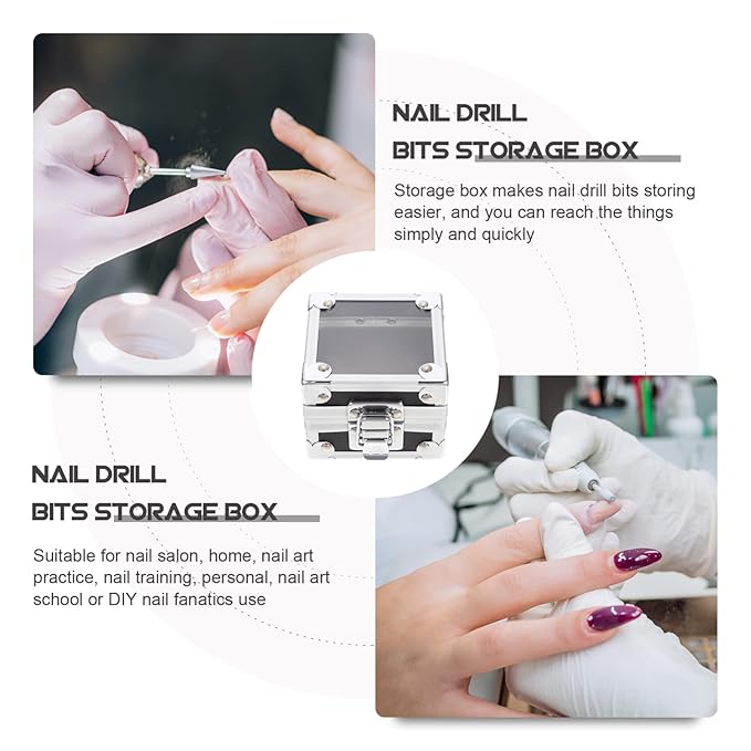Beaupretty Nail Drill Grinding Bit Holder Box- Drill Bit Case Stand Displayer Acrylic Manicure Grinding Head Display Box