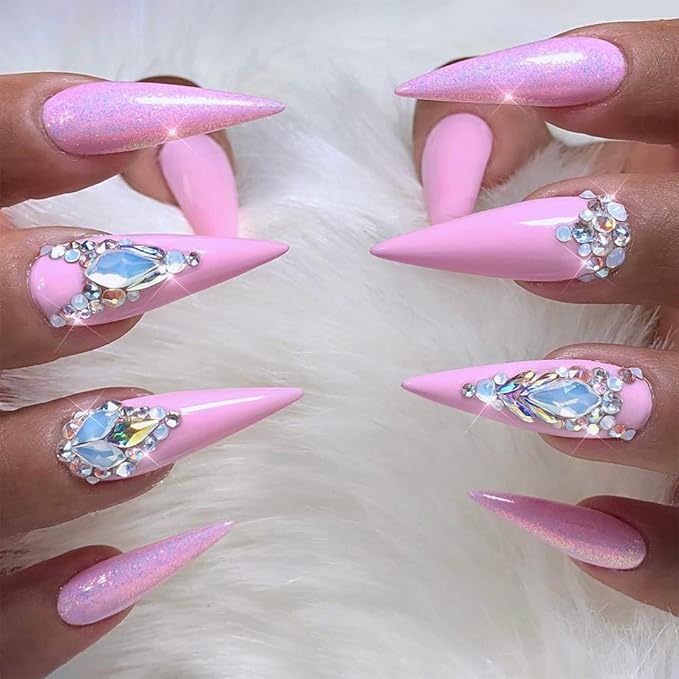 50pcs White Opal Nail Crystals 2 Size Flame Shape Rhinestones Design 480pcs Round Flatback Stones ss3 to ss20 Mix for Nail Art Decoration