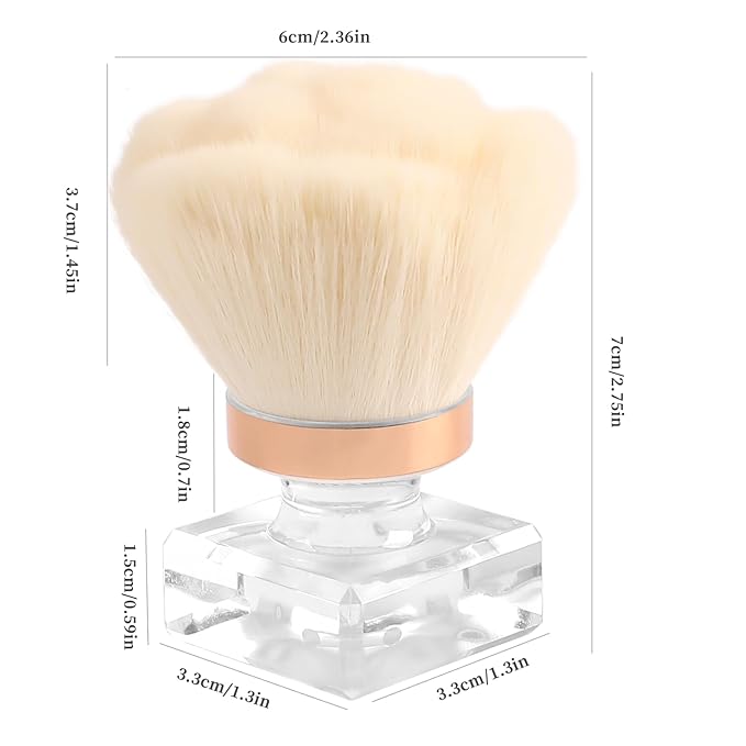 ANGNYA Dust Brush for Acrylic Nails - White Rose Soft Nail Art Powder Remover and Makeup Brush - Manicure Clean Up Tool