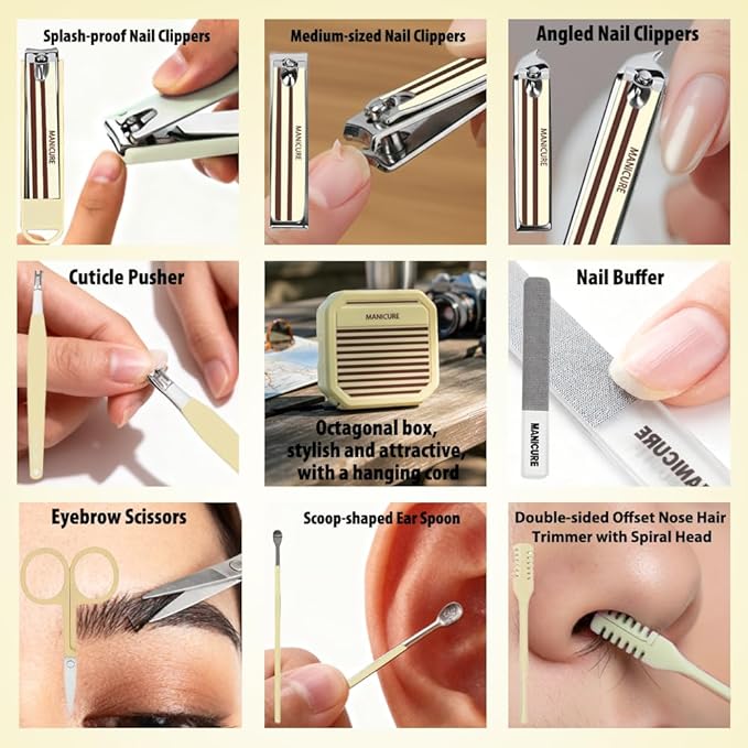 Manicure and Pedicure Kit,Nail Clippers for Women,Travel Gifts for Women,Nail Tools Set 8 in 1,Fingernail Clipper,Manicure Set Men,Gifts Set for Men,Stocking Stuffers for Teen