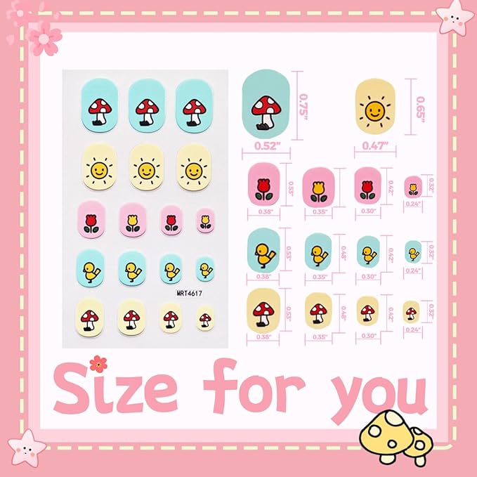 Nail Stickers for Kids, 10 Sheets Self-Adhesive Nail Wrap Strips for Little Girls, Toddler Age 8 and Older, Fun DIY Nail Art