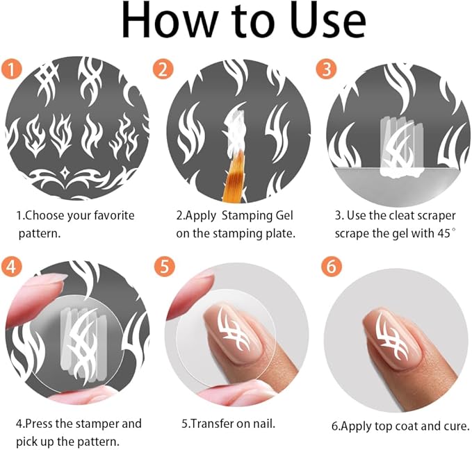 PH PandaHall 3pcs Tribal Style Nail Stamping Plates Swirl Pattern Nail Art Stencil Gothic Manicure Art Templates Flame Butterfly Nails Stamper Plate for Women DIY Manicures Salon Design Printing