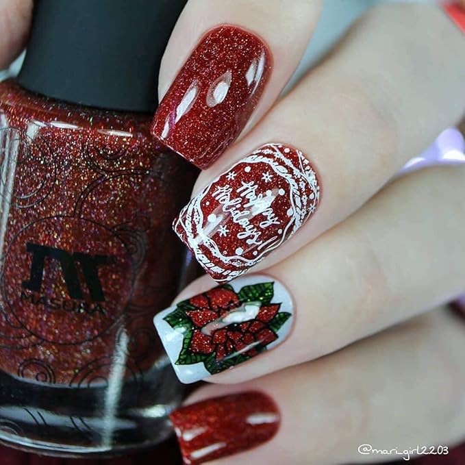 Whats Up Nails - B034 Deck The Nails Stamping Plate for Christmas Winter Nail Art Design