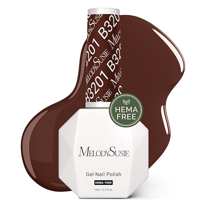 MelodySusie Hema Free Gel Nail Polish, 0.5 Fl Oz Thick Red Walnut Brown Gel Polish, Non-Toxic, Long Lasting, Soak Off UV Nail Polish, Manicure Nail Design Salon DIY Nail Art at Home B3201