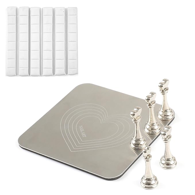 lootaan Nail Holder for Painting Nails, Heart Nail Stand for Press ons / Nail Display / Nail Practice with Reusable Adhesive Putty, Nail Tech Must Haves Nail Supplies (Argent)