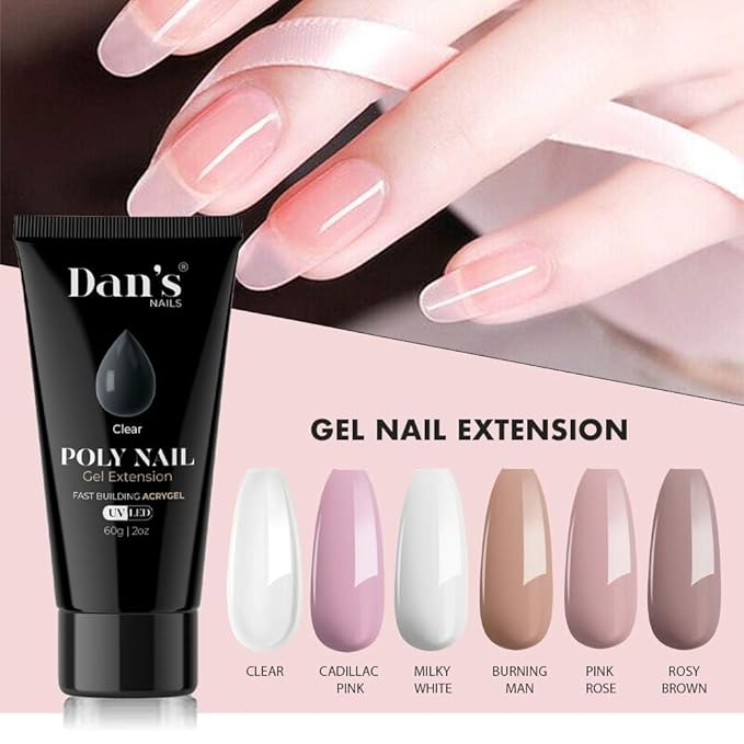 Dan's Nails Poly Gel, 60ML Milky White Builder Nail Extension Strengthener for All Season Gel Color Long-Lasting 3 Molding Nail Supplies for DIY Salon