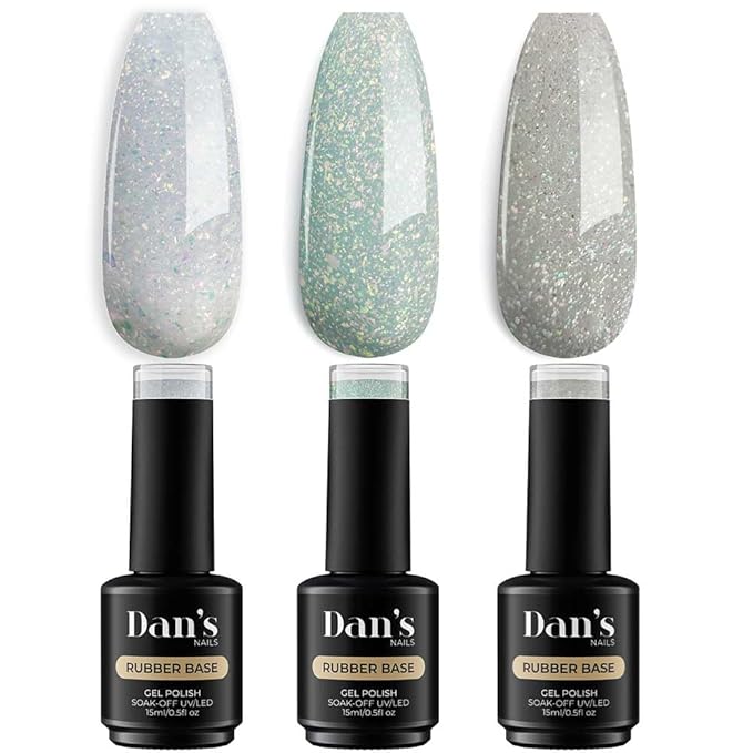 Dan's Nails – Rubber Base Gel Coat Set | Soak off UV/LED Lamp (Crystal Diamonds Trio)