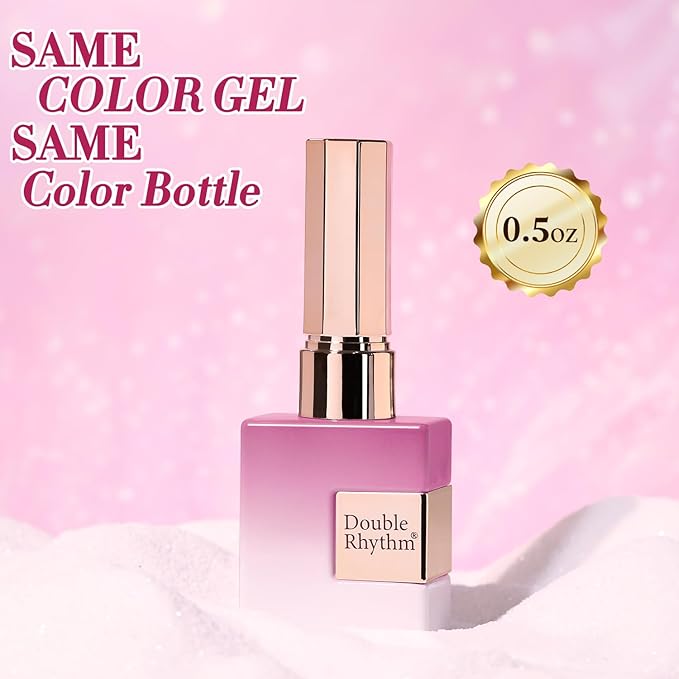 Double Rhythm 0.5 Oz Cat Eye Gel Polish with Magnet Same Color Same Bottle Holographic Glitter Shimmer Translucent Color Salon 15 ML Magnetic Nail Art (Lilac Pink-MC1168)
