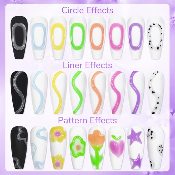 3D Nail Art Gel Sculpting for Design - 8 Colors Clear White Embossing Tube for Carving Modeling Painting Drawing - Home DIY Manicure