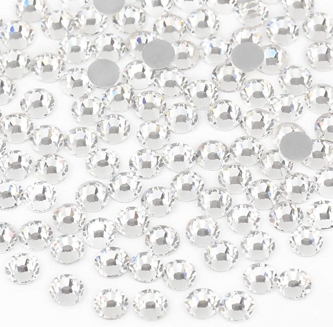 Beadsland 2880pcs Flat Back Crystal Rhinestones Round Gems for Nail Art and Craft Glue Fix, Crystal,SS6,1.9-2.1mm