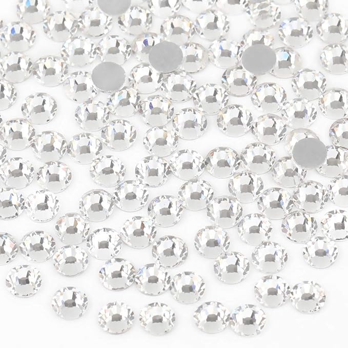 Beadsland 1440pcs Flat Back Crystal Rhinestones Round Gems for Nail Art and Craft Glue Fix, Crystal, SS8, 2.3-2.5mm