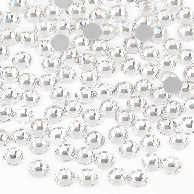 Beadsland 1440pcs Flat Back Crystal Rhinestones Round Gems for Nail Art and Craft Glue Fix, Crystal, SS10, 2.7-2.9mm