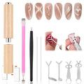 EBANKU 6 in 1 Cat Eye Nail Magnet Tool Set, Multifunctional Wooden Handle Nail Magnet, Heart Rabbit Shape Cat Eye Magnet for Nails, Magnet Pen with Steel Ball for French Nail Art DIY at Home